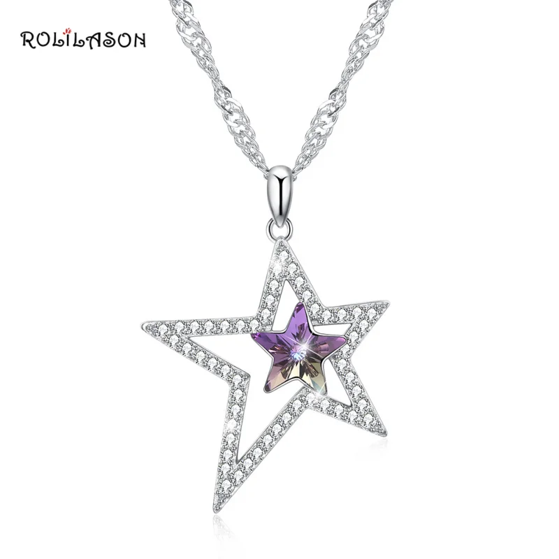 

4.6g925 sterling silver pink star necklace pendant fashion trend models SP69