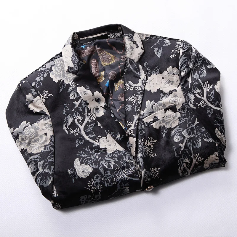 2019 Men'S High Quality Blazer Silver Print Party Wedding Festival Fashion Jacket Stage Costume Singer Slim Suit Coat 2019 Men'S High Quality Blazer Silver Print Party Wedding Festival Fashion Jacket Stage Costume Singer Slim Suit Coat