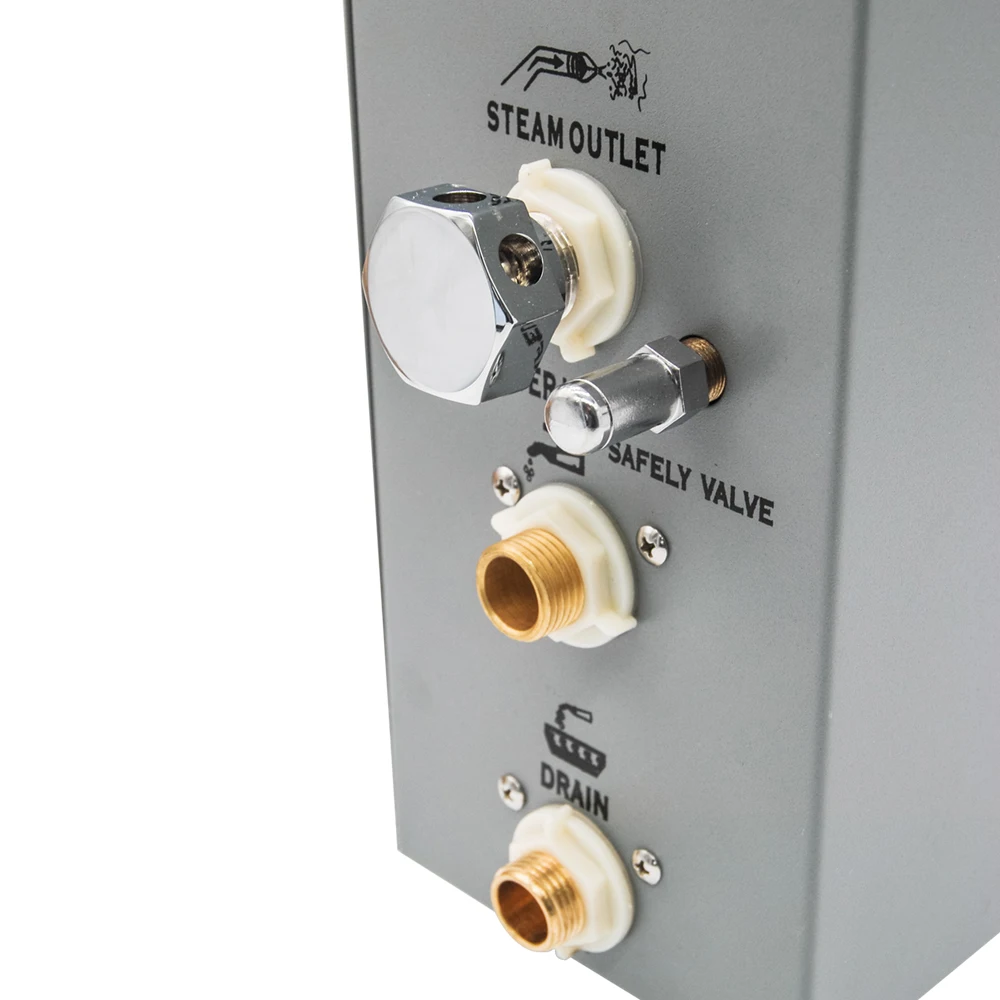 4.5KW Bluetooth Steam Bath Sauna Generator With Shower Spa Accessories Brass Safety Valve Auto Drain Steamer FM radio Controller 2