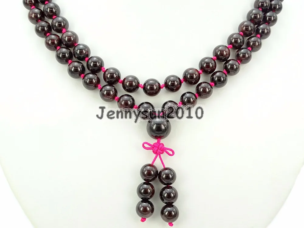 Natural Garnet 8mm Gems Stone Buddhist 108 Beads Prayer Mala Knot Necklace Multi-Purpose 5Strands/Pack | Украшения и аксессуары