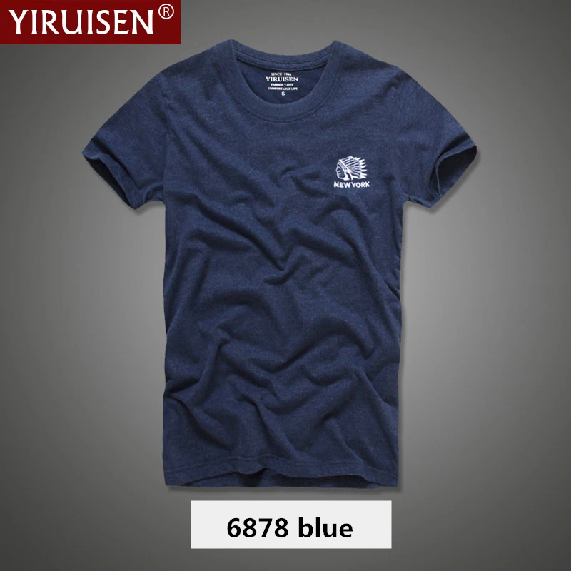 Высокое качество хлопок индийская вышивка футболка мужская короткий рукав Летняя футболка модная одежда YiRuiSen брендовая футболка Homme - Цвет: 6652