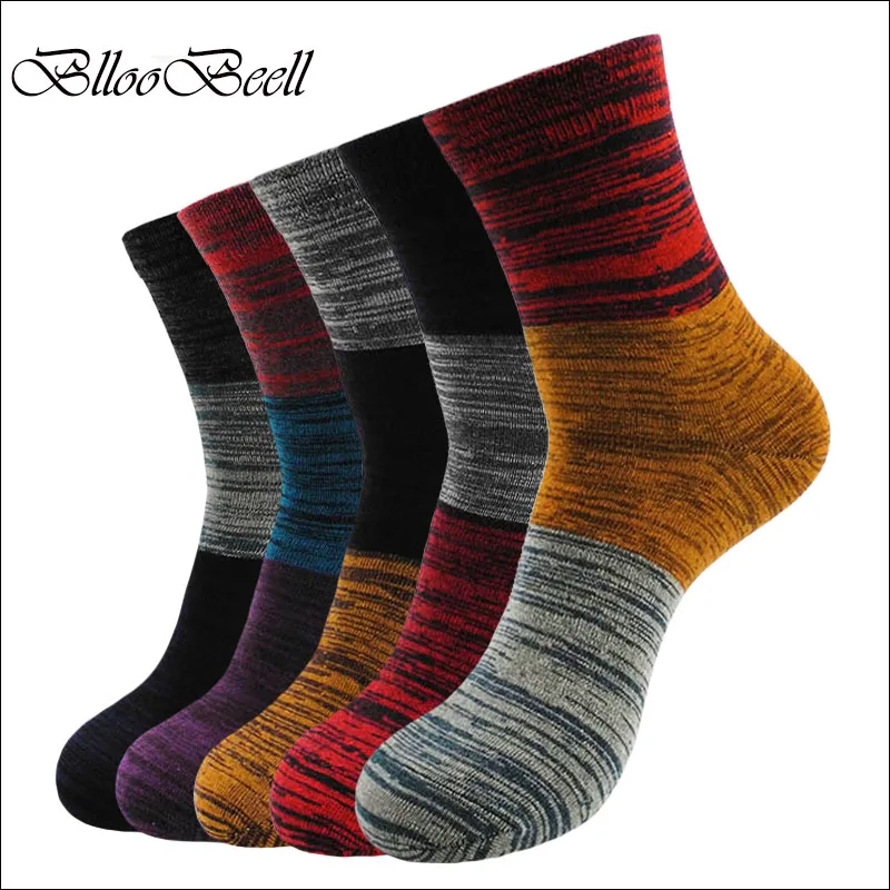 BllooBeell Men's colorful Socks Casual Harajuku Socks Jacquard Pattern Design Men's Socks Winter Cotton Socks for Men 5pairslot