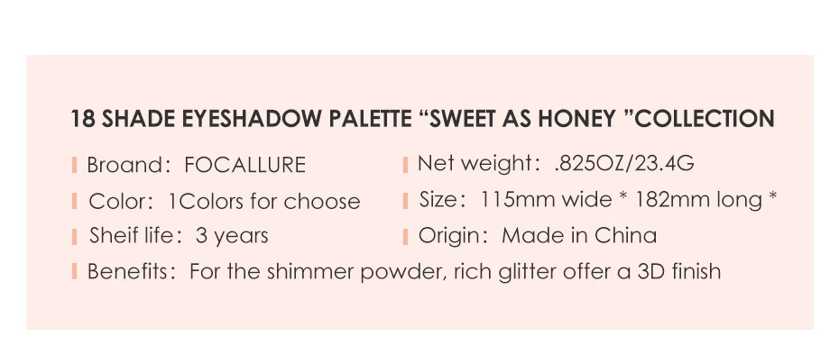 Тени для глаз focallure shade palette'sweet as honey Glitter Shimmer matte Eye shadow Профессиональный Макияж Палитра теней