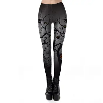 

Hot Fashion Pumpkin Printed High Waist Slim Fit Leggings Halloween Costume Pants drop shipping