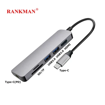 

Rankman Type-C to HDMI 4K USB C SD TF Card Reader USB 3.0 Adapter for MacBook iPad Samsung S10 Dex Huawei P30 Dock TV Projector