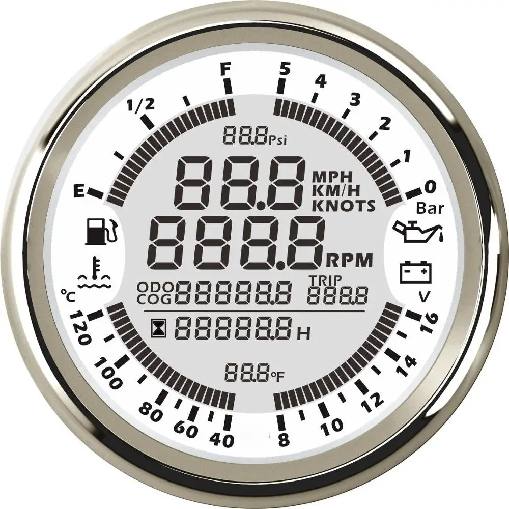 6 в 1 Многофункциональный манометр gps Спидометр Тахометр час температура воды Уровень топлива масла вольтметр давления 12 В - Цвет: WS