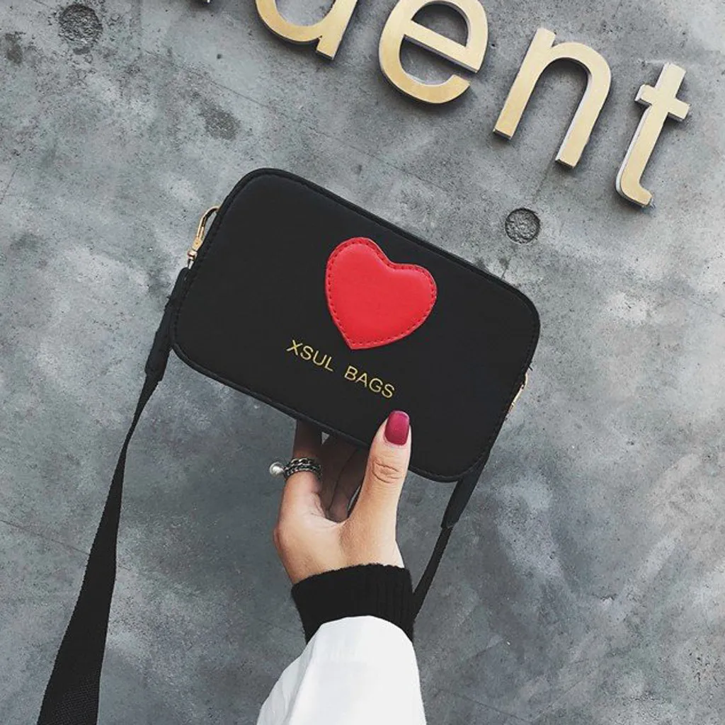 

Woman Trendy Peach Heart Shoulder Bag Girl Color Collision Campus Style Handbag women bag over shoulder korean Style Bolsas