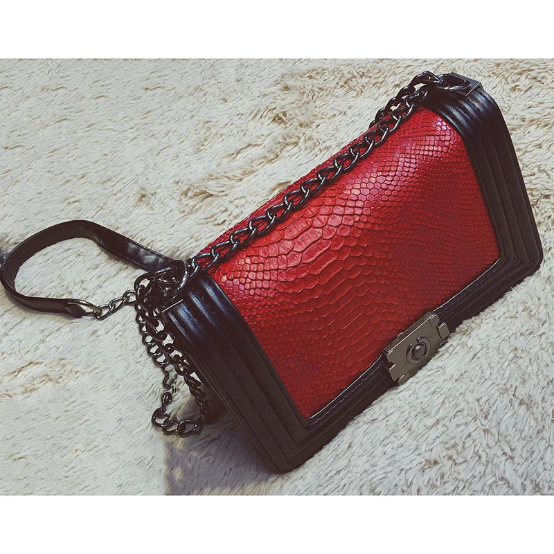 classical chain bag with snake skin pattern pochette sac femme vintage Women Shoulder Bags retro sac a main femme crossbody bags
