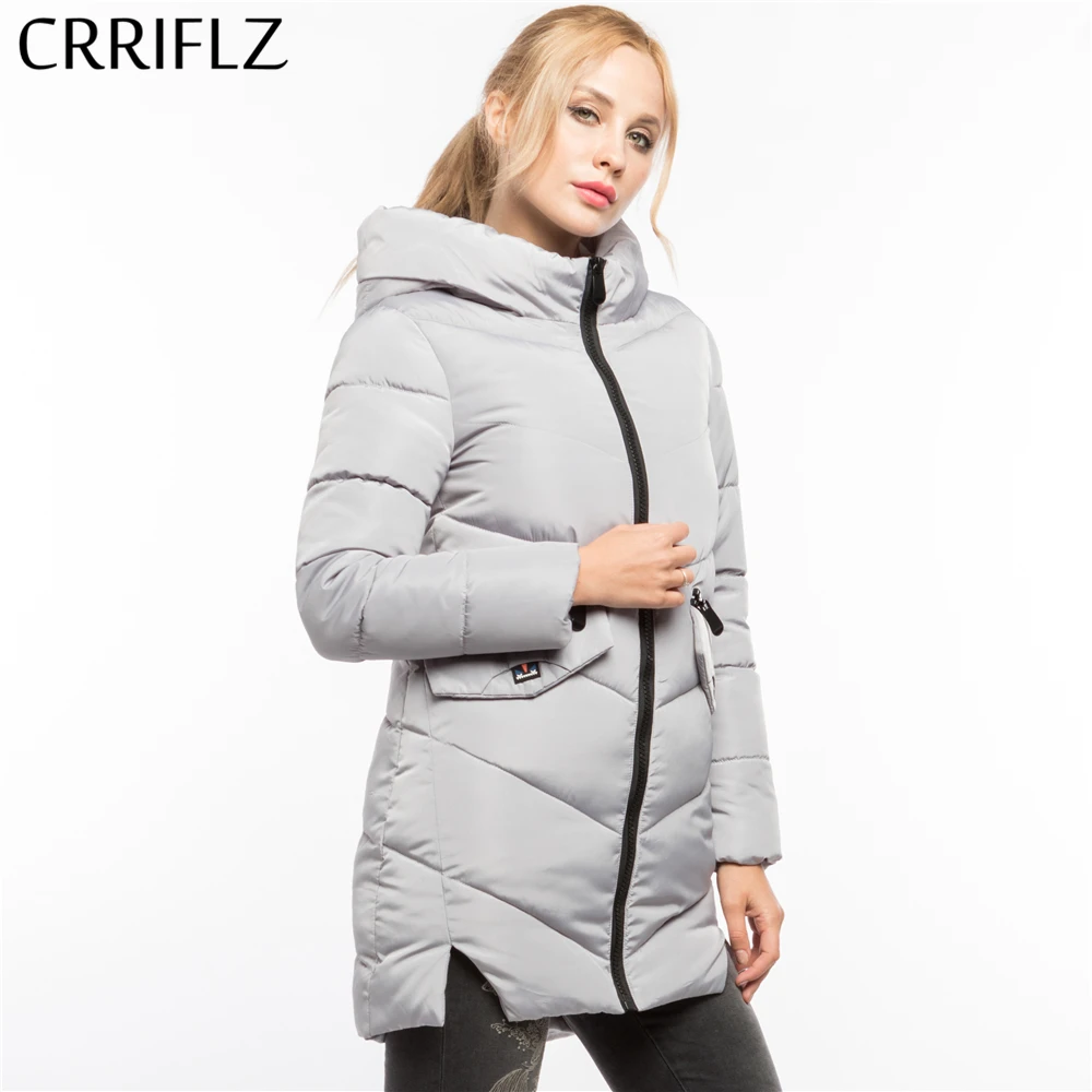 CRRIFLZ Winter Clearance Fashion Warm Winter Jacket Women Hooded Coat Down Parkas Female Outerwear High Quality