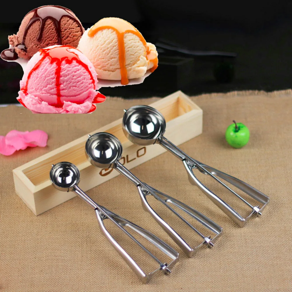 

PREUP 4CM 5CM 6CM Stainless Steel Ice Cream Scoop Spoon Cookies Dough Disher Mash Muffin Spoon Potato Masher Handle Kitchen Tool