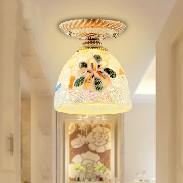Bohemian Glass Ceiling Lights European Style Garden Wind Bedroom