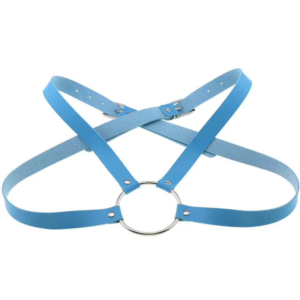 Light Blue KMVEXO панк готический Винтаж жгут бондаж корсет КЛЕТКА тела кожаный бюстгальтер ожерелье для женщин Мода Косплей Torques ювелирные изделия - Окраска металла: Light Blue