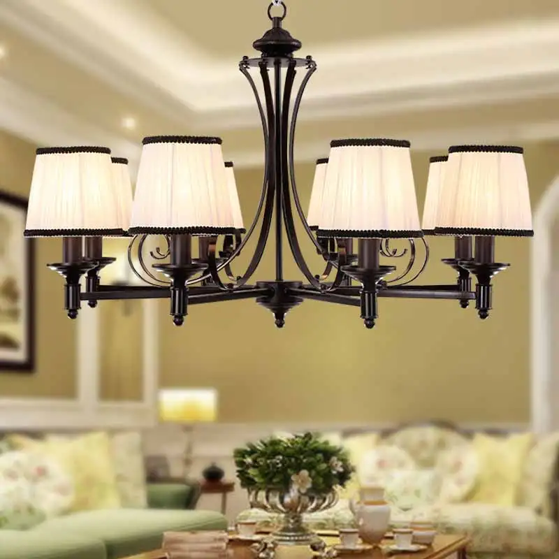 Modern Retro Chandelier for Living Room Bedroom Hanging Antique Iron Chandelier American Style