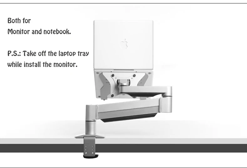 M221 алюминиевый сплав полное движение настольное зажимное крепление для монитора+ поддержка ноутбука Двойная Загрузка руки 1-8 кг каждая головка
