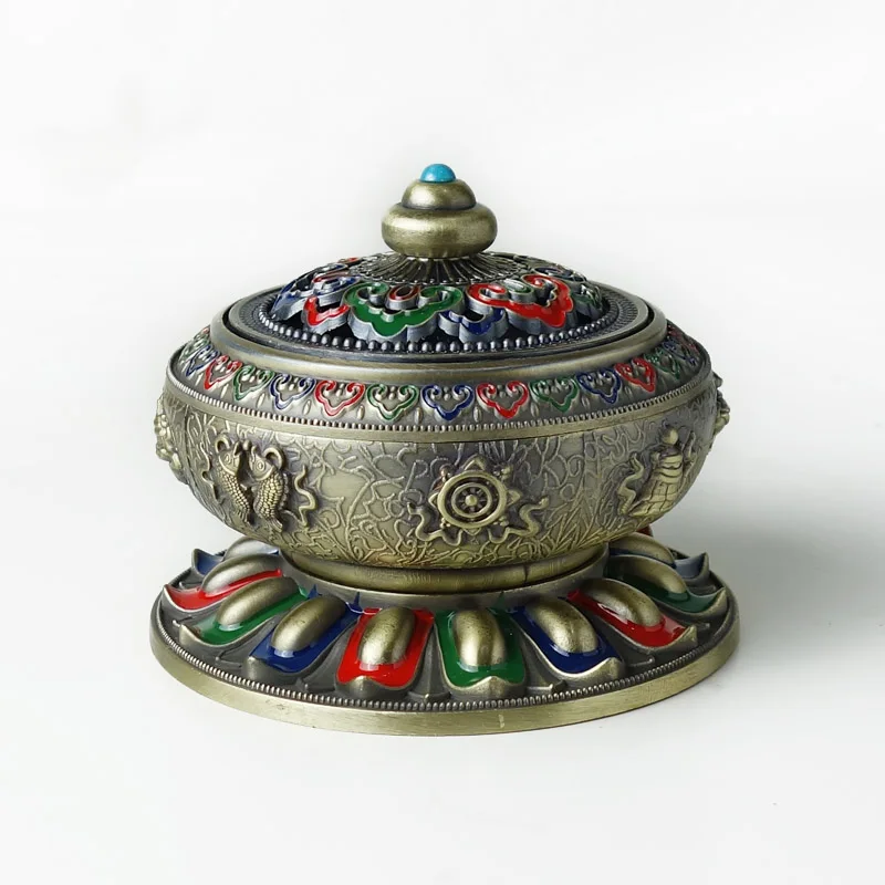 Enamel Сплав курильница с латунным держателем для благовоний украшения дома аксессуары металла ручной работы античный стиль - Цвет: Enamel