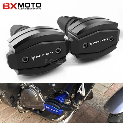 Слайдер рамы мотоцикла для Yamaha MT-07 MT07- CNC левые и Righ ползунки двигателя Краш-коврик защита от падения Защитная крышка - Цвет: black