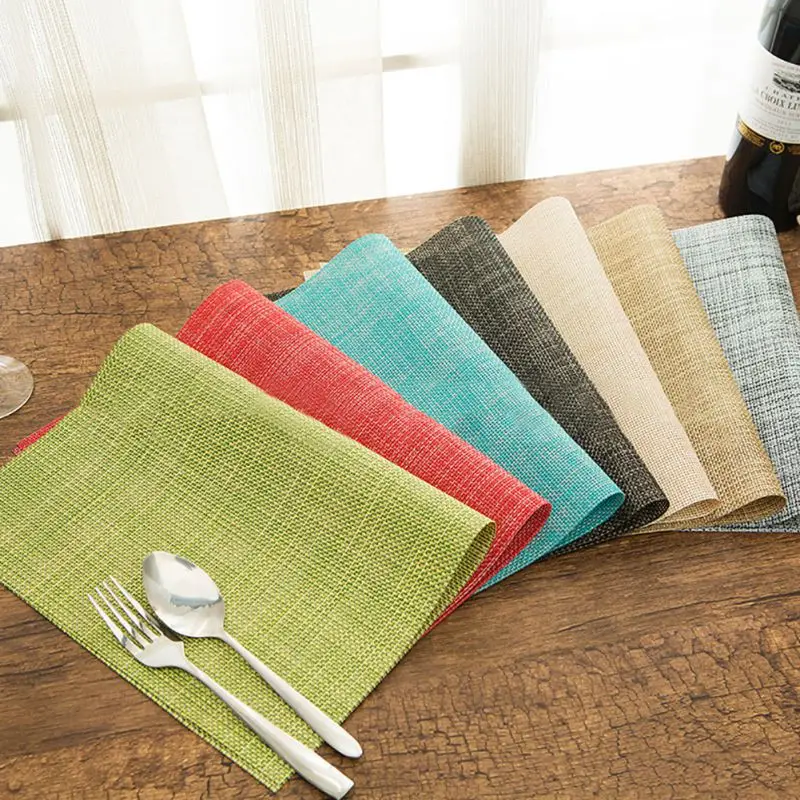 Buy 4pcs/set New Solid color PVC Texlin Placemats