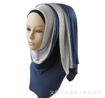 

Fashion Islam women's scarf cotton sequins diamonds high quality Turkish Indonesian muslim hijab for women headwear girl's cap