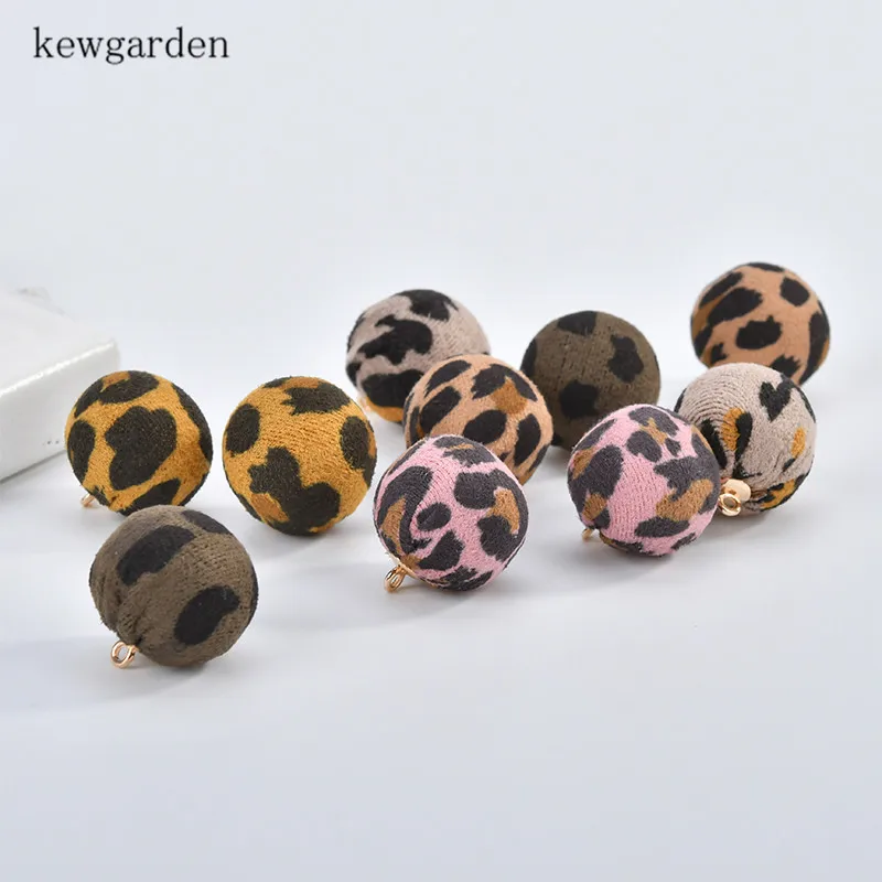 

Kewgarden 20mm Silk Rings Leopard Print Pendant Handmade Small Ball DIY Bowknot Accessories Earrings Necklace 10pcs/set