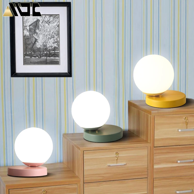  Modern Glass Table Lamps Nordic Simple Bedroom Bedside Reading Desk Lamp Home Decoration LED Table 