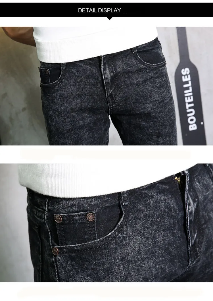 Men Jeans Slim Fit Four Season Korean Style All-match Fashion Skinny Jeans For Young Men Casual Stretch Straight Denim Pants