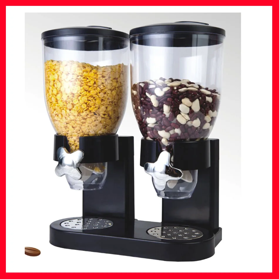 Dual Dry Food Dispenser plastic cereal, oatmeal, candy, granola, nuts