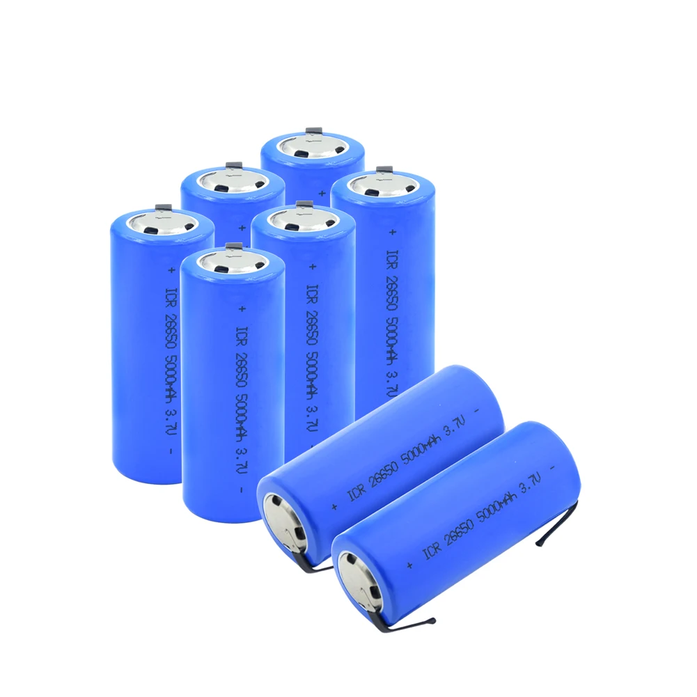 

6/8/10 Pcs 3.7 V ICR 26650 5000mAh Lithium Battery Rechargeable With 2 Tabs For Flashlight LED Light Camcorder Electric Tool