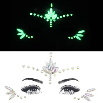 

Luminous Acrylic chest Decoration Crystal Diamond Tattoo Drill Paste Resin Face Drill Music Festival Rhinestone face Sticker