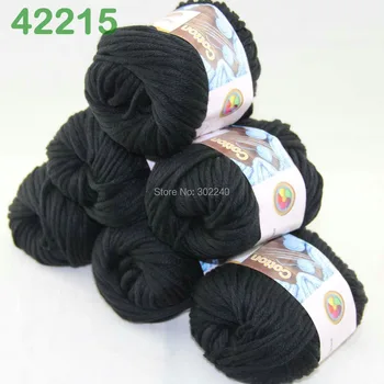 

LOT of 6 Balls X 50g Special Thick Worsted Cotton Knitting Yarn Black 2215