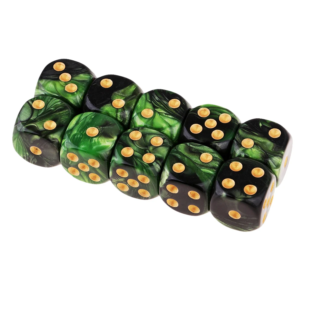 MagiDeal 10pcs 6-Sided Dice Set Bright Colors 16 mm Dice Game Multi-Sided Dice for Board Games Casino Gifts Teaching