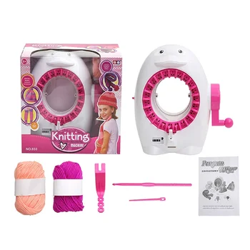 

Girls Knitting Loom Machine Penguin Scarf Hat Smart Knitter Toy Playset Weaver Sewing Tools Accessory with Yarn Balls