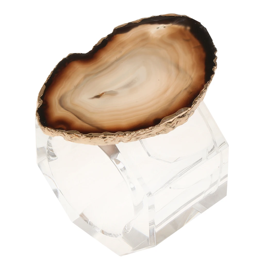 Crystal Napkin Serviette Ring Holders Table Adornment Party with Agate Decor