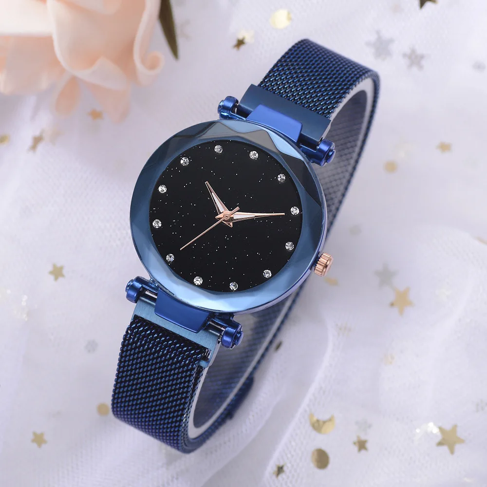 500 шт/партия, модные женские кварцевые часы с магнитной защелкой