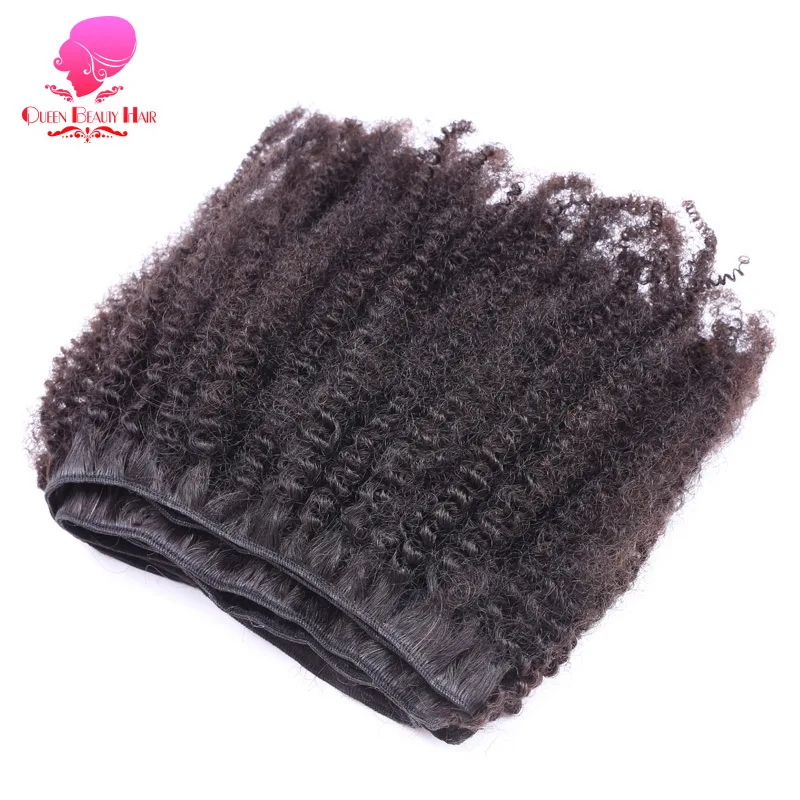 

QUEEN Afro Kinky Curly Coily 1/3/4 Brazillian Hair Bundles Remy Weft Human Hair Black Color 10 - 26 inch Natural Hair Extensions