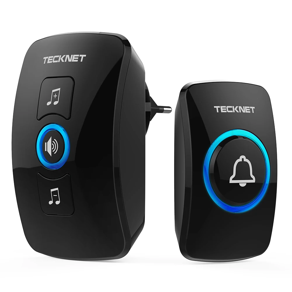 

TeckNet Wireless Waterproof Doorbell 250M Remote Control Smart Cordless Home Door Bell 32 Chime EU Plug 1 Button 1 Receiver