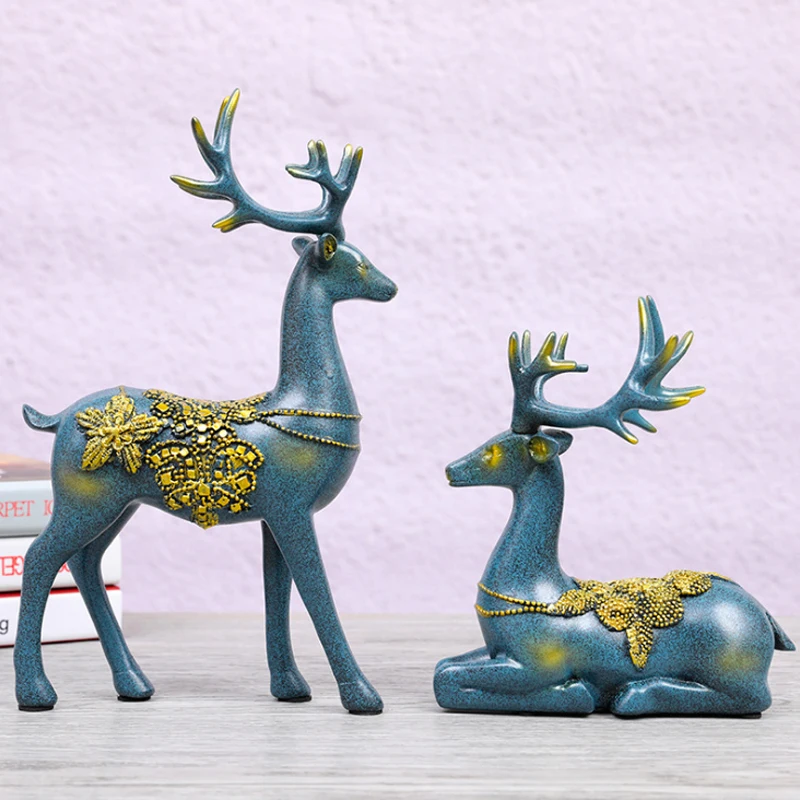 

Creative Home Decor Living Room Desktop Decoration Office Decorative Animal Elk Resin Deer Figurine Ornaments Miniatures