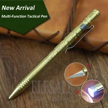 New Brass Tactical Pen With Knife And Flashlight Ball Point Pen Gift Box For Self-Defense Weapons Emergency Kits Outdoor Camp