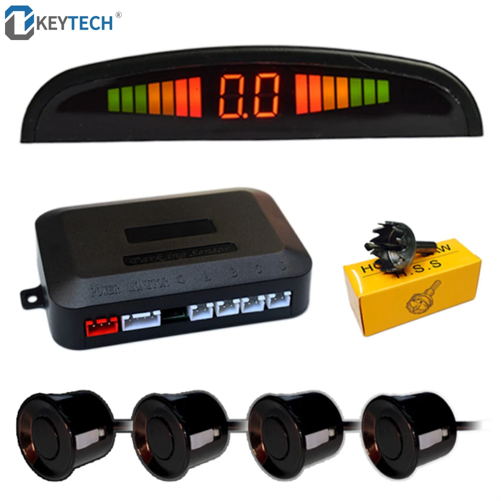OkeyTech Car Parking Sensor LED Kit 4 Sensors Buzzer Reverse Backup