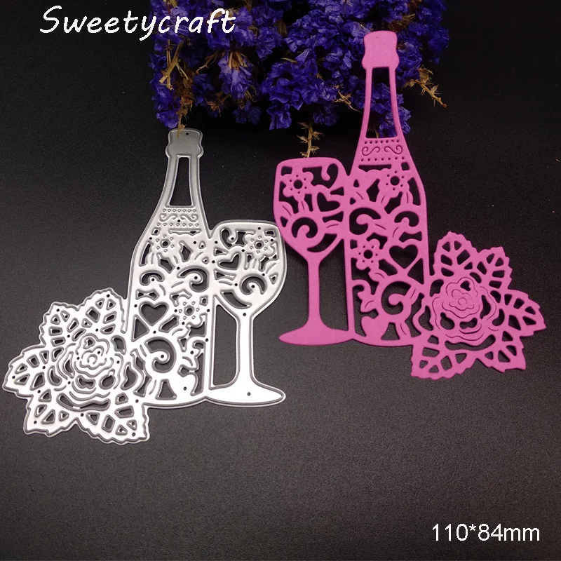 Wine Bottle Design Metal Cutting Die For DIY Scrapbooking Album Paper Cards SU