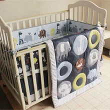 Синий зоопарк детская кроватка постельные принадлежности одеяло бампер лист пыли Рюшами Набор Рождество 4 шт. детское милое постельное белье набор для новорожденного ребенка