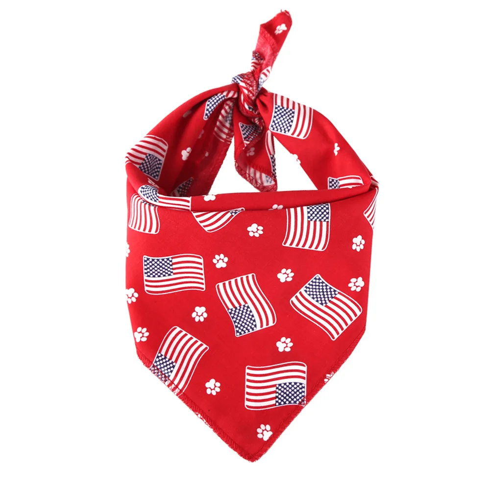 American Flag Dog Bandana Scarf Pack USA Flag Dog Scarf July 4th Dog Bandanas Triangle Bib for Small Medium Dogs