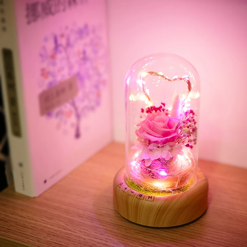 LED Night lamp decorate dream bluetooth voice Speaker Christmas Ever-fresh flower creative music box rechargable desk light gift