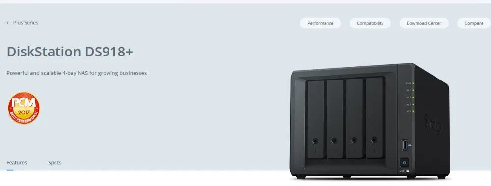 NAS Synology Disk Station DS918+ 4G 4-отсек бездисковый nas сервер nfs Сетевое хранилище Облачное хранилище, 3 года гарантии