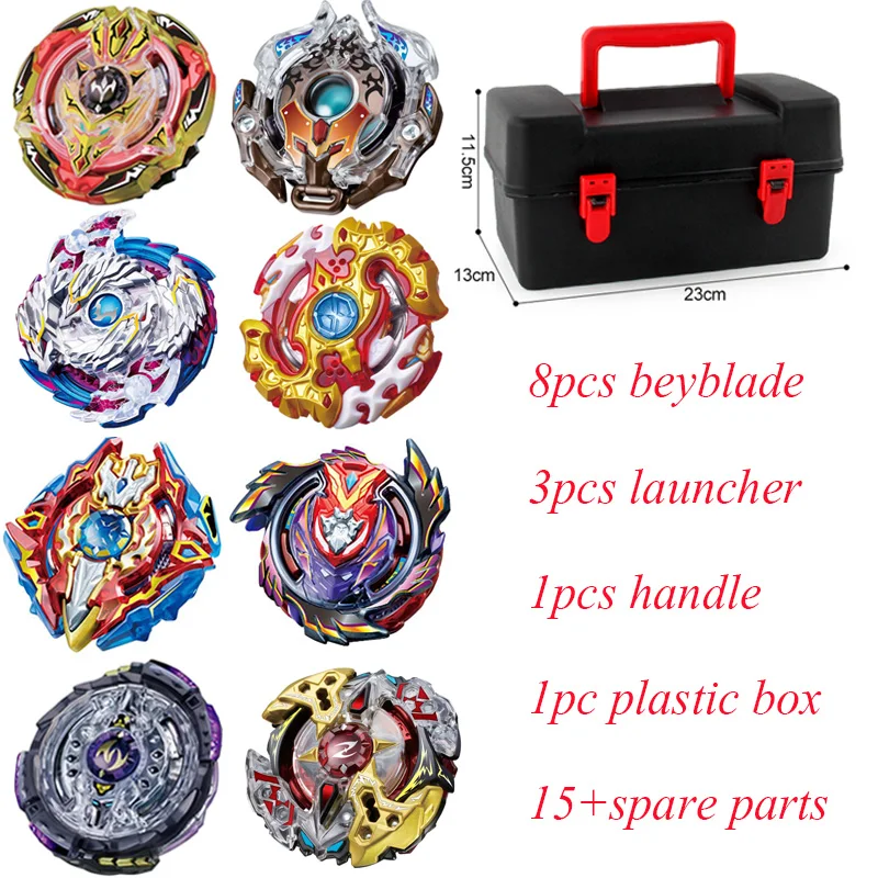 

Beyblade Arena Toys Set 8 Bey blades+3 Launchers +1 Handles Metal Fusion 4D Bayblade Spinning Top Funny Toys For Children
