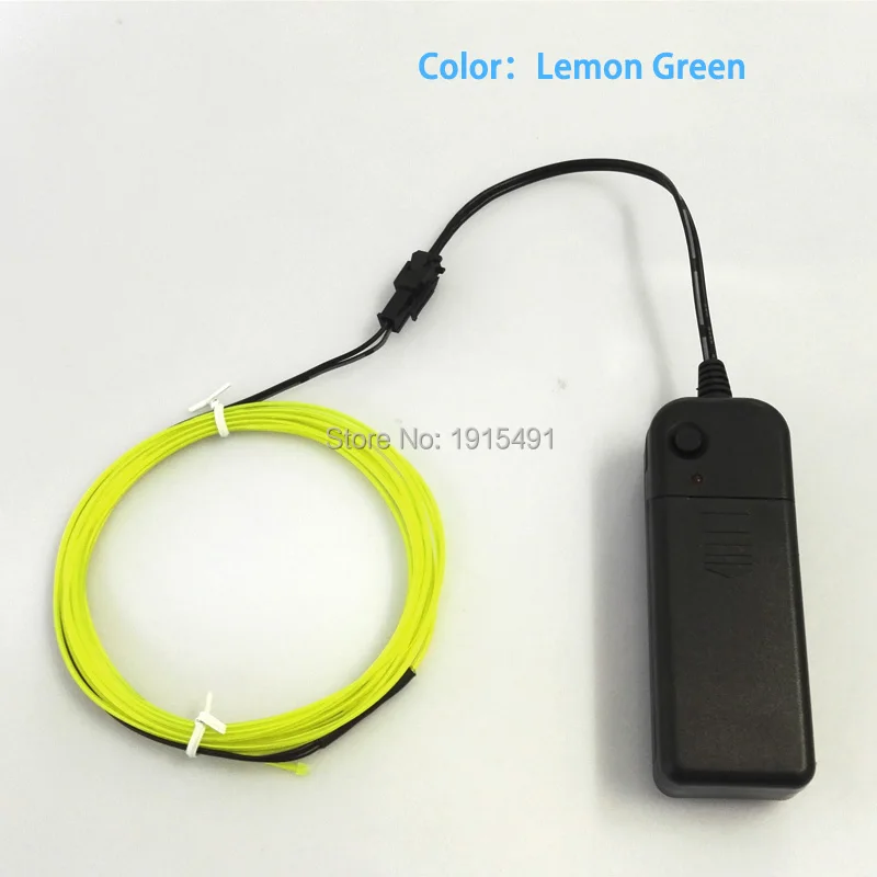 Самые низкие цены красочные 1.3 мм загораются неоновые Светодиодные ленты зеленый лайм 5 м EL холодный свет Нитки создано Батарея для DIY