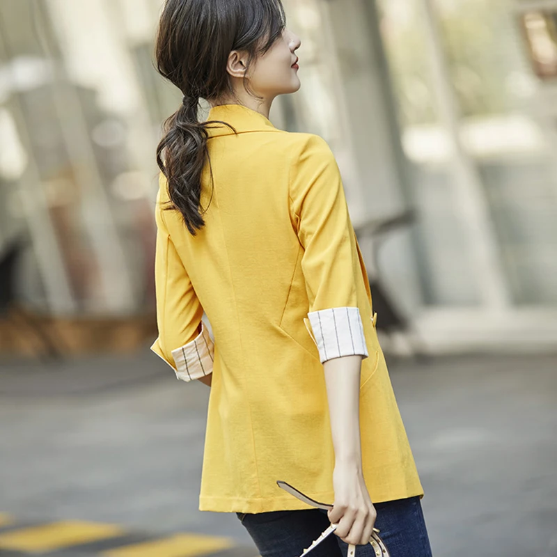 women blazer Spandex blazer mujer 2019 Solid color turn down collar slim Seven-quarter sleeve vogue blazer New arrive fashion