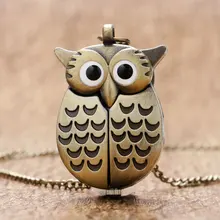 Бронзовый ночной кулон с совой кварца стимпанк карманные часы цепь для мужчин и женщин P27