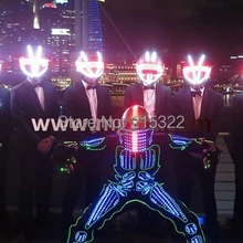 RGB LED Танцевальный костюм для Мужская Женская Дети С шлем и обувь