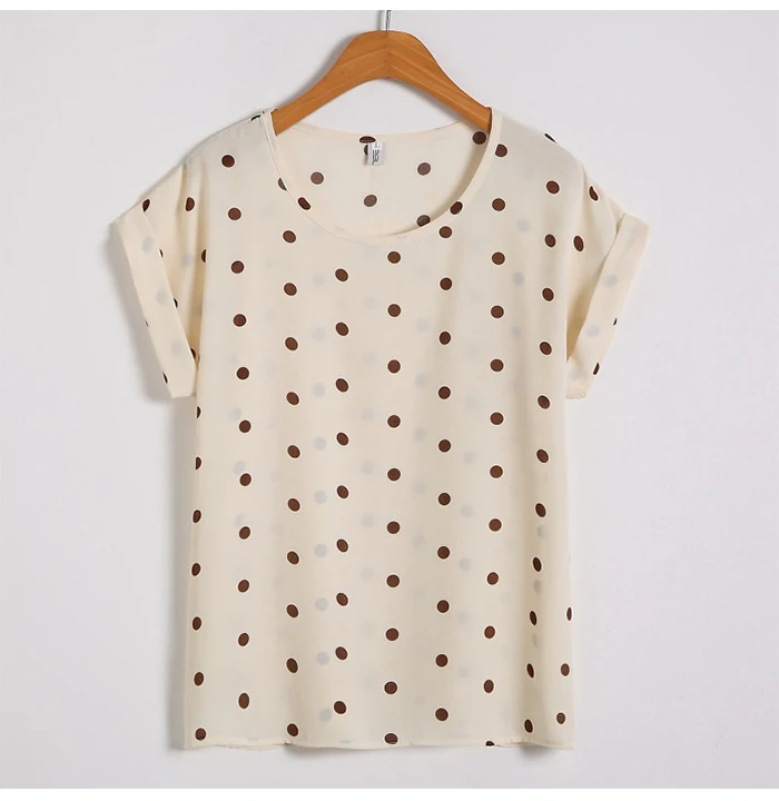 Gentillove летняя шифоновая блузка в горошек с цветочным принтом, женская рубашка с коротким рукавом и круглым вырезом, топы в стиле бохо, повседневные женские блузы размера плюс