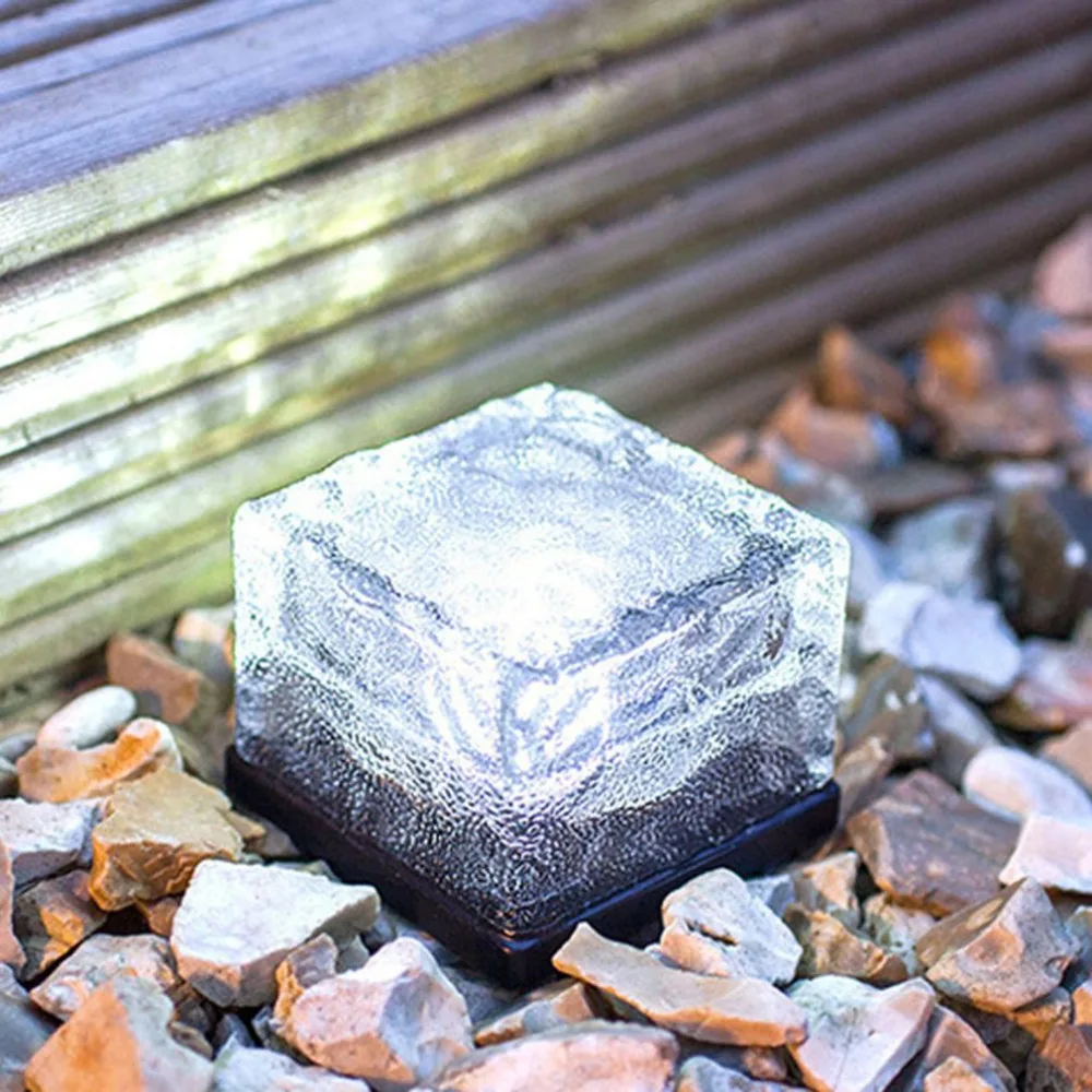 Водонепроницаемый солнечной энергии светодиодный Заземленный Кристалл Стекло ледяной кирпич форма уличный дворовый садовый настил